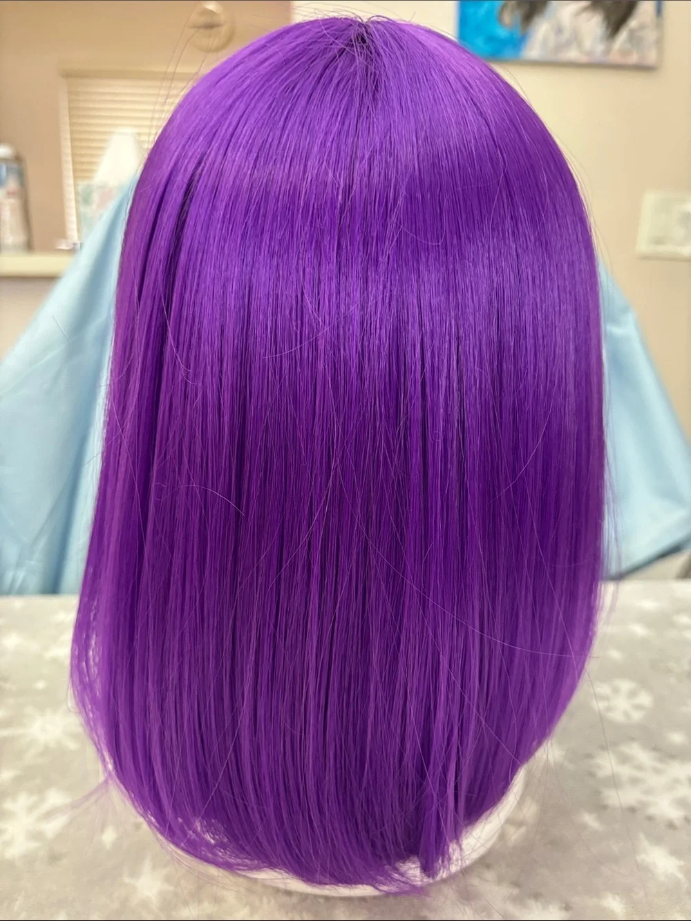 Sleek Purple Synthetic Bob Wig with Bangs - Women Hair Wig